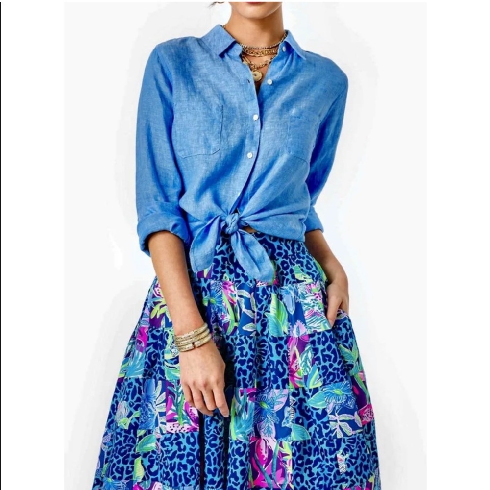 Lilly Pulitzer Skirt Pop Up Lilly's Party Patch Sz 16 NWOT